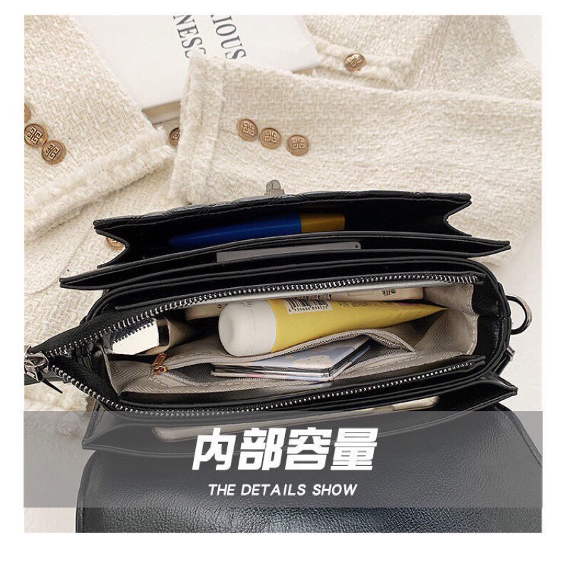 Túi xách nữ đeo chéo, túi xách công sở ô trám khóa cài size 24 - TXN038