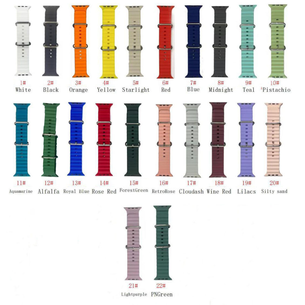Dây đồng hồ silicon cho iwatch series 3 4 5 6 7 se 38mm 40mm 41mm 42mm 44mm 45mm 49mm 38 40 42 44 mm dây cao su seri
