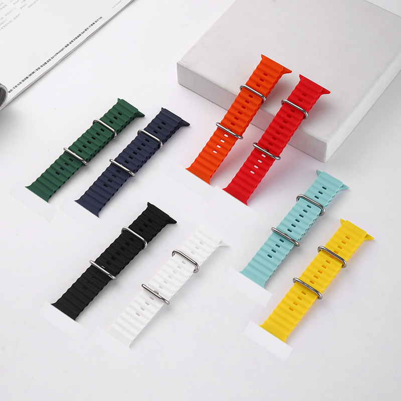 Dây đồng hồ silicon cho iwatch series 3 4 5 6 7 se 38mm 40mm 41mm 42mm 44mm 45mm 49mm 38 40 42 44 mm dây cao su seri