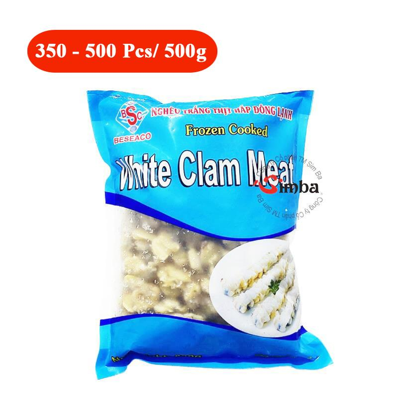 Nghêu trắng thịt hấp đông IQF 350-500 con/gói 500g