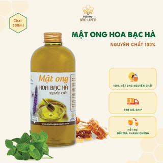 Mật ong hoa bạc hà dak lak nguyên chất bảo uyên tăng cường hệ miễn dịch chai 500ml