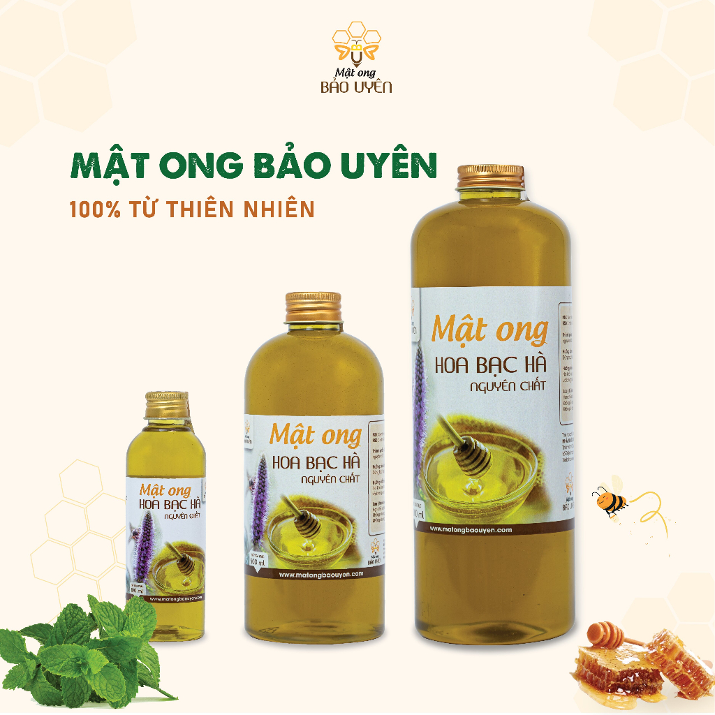 Mật Ong Hoa Bạc Hà Dak Lak Nguyên Chất Bảo Uyên Có Giá Trị Dinh Dưỡng Cao Chai 100 ml