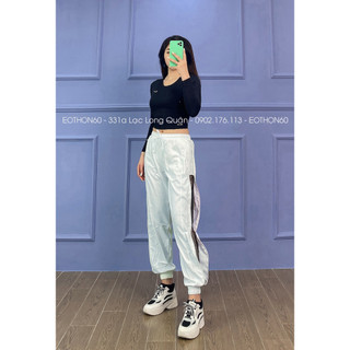 Áo croptop nai tay dài, quần jogger dây kéo Eothon60