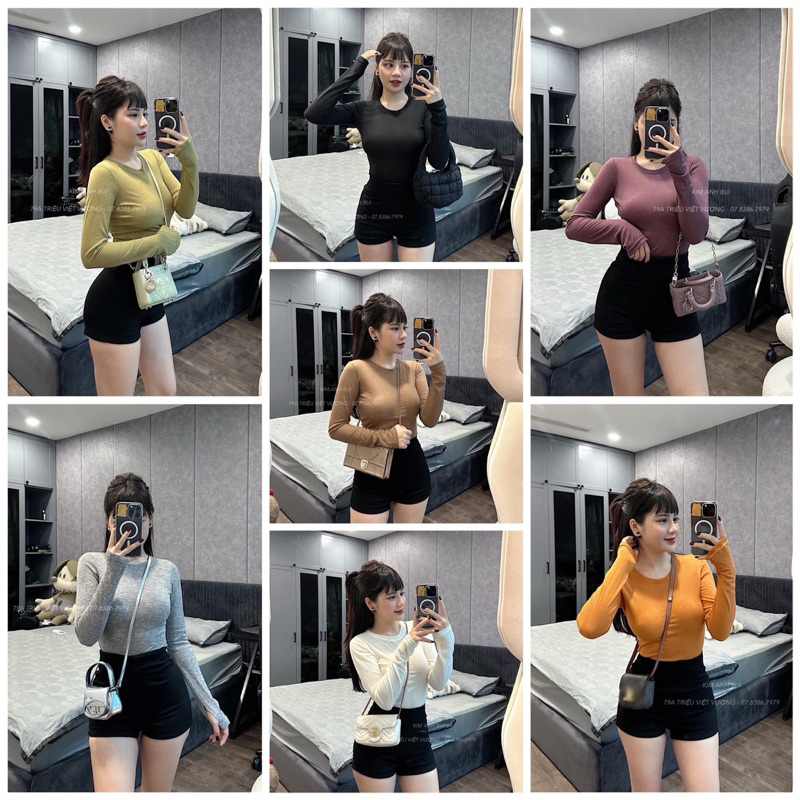 Áo thun trơn cổ tròn dài tay basic (sale)