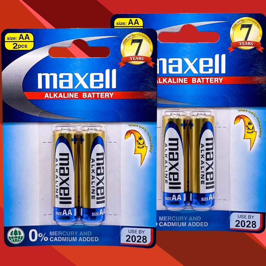Vỉ 2 Viên Pin AA - AAA  Maxell Alkaline - Chính Hãng