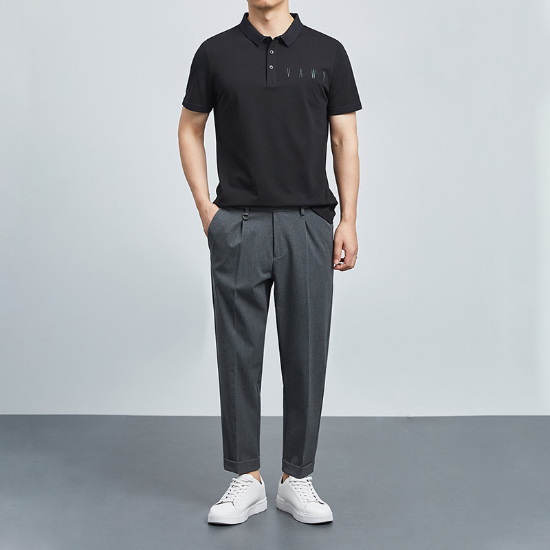 PL 9 - NEW Áo Polo nam basic ngực thêu chữ thun cổ bẻ tay ngắn, chất cotton cá sấu dày dặn mặc thoáng mát, full size