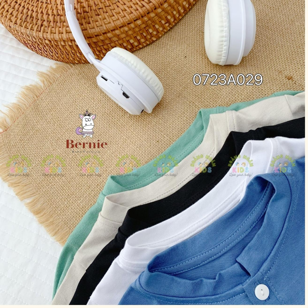 ÁO PHÔNG DÀI TAY TRƠN CHO BÉ, ÁO PHÔNG DÀI TAY BASIC ĐÍNH CÚC NGỰC