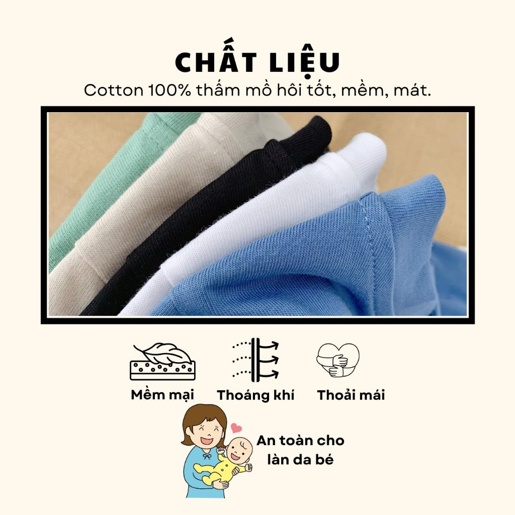 ÁO PHÔNG DÀI TAY TRƠN CHO BÉ, ÁO PHÔNG DÀI TAY BASIC ĐÍNH CÚC NGỰC