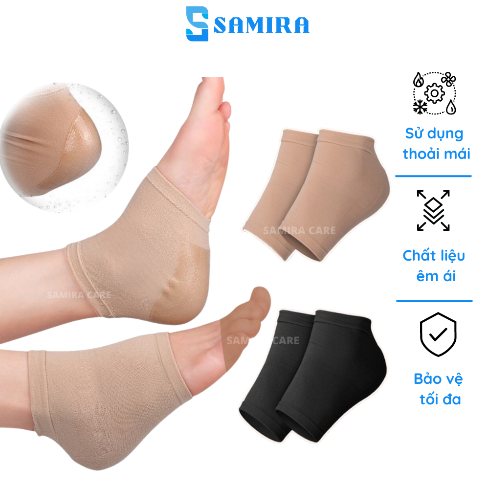 Set 2 tất vớ đệm gel dưỡng ẩm chống bị nứt nẻ chăm sóc da gót chân nâng cấp mỏng nhẹ SA55