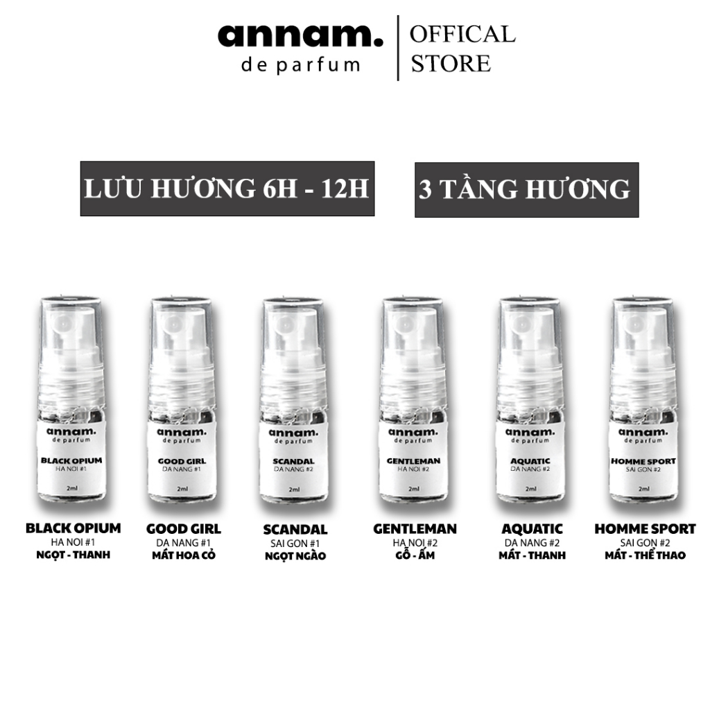 [2ml] Tinh Dầu Nước Hoa Nam Nữ || Black Opium - Scandal - Good Girl - Gentleman - Aquatic - Homme Sport