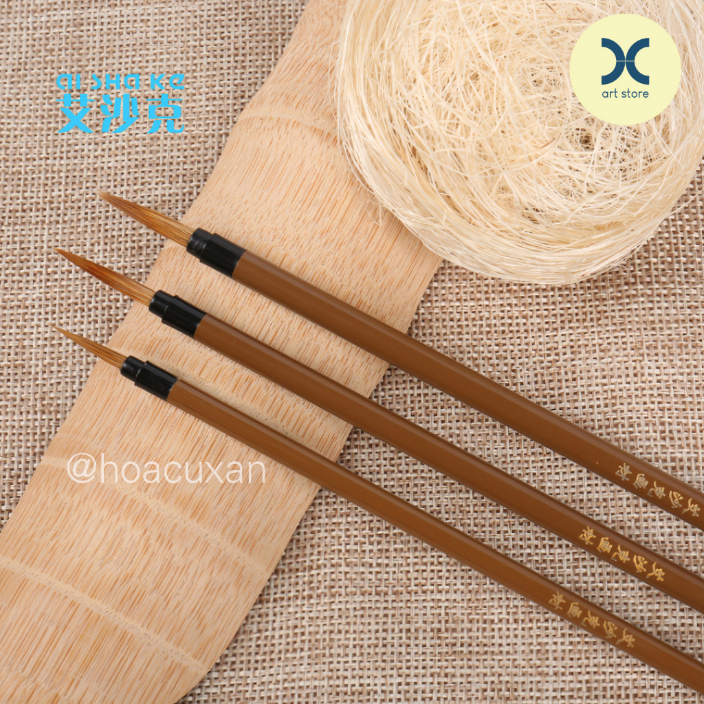 Cọ tỉa lông sói thân nâu Aishake có 3 size Tiểu/Trung/Đại