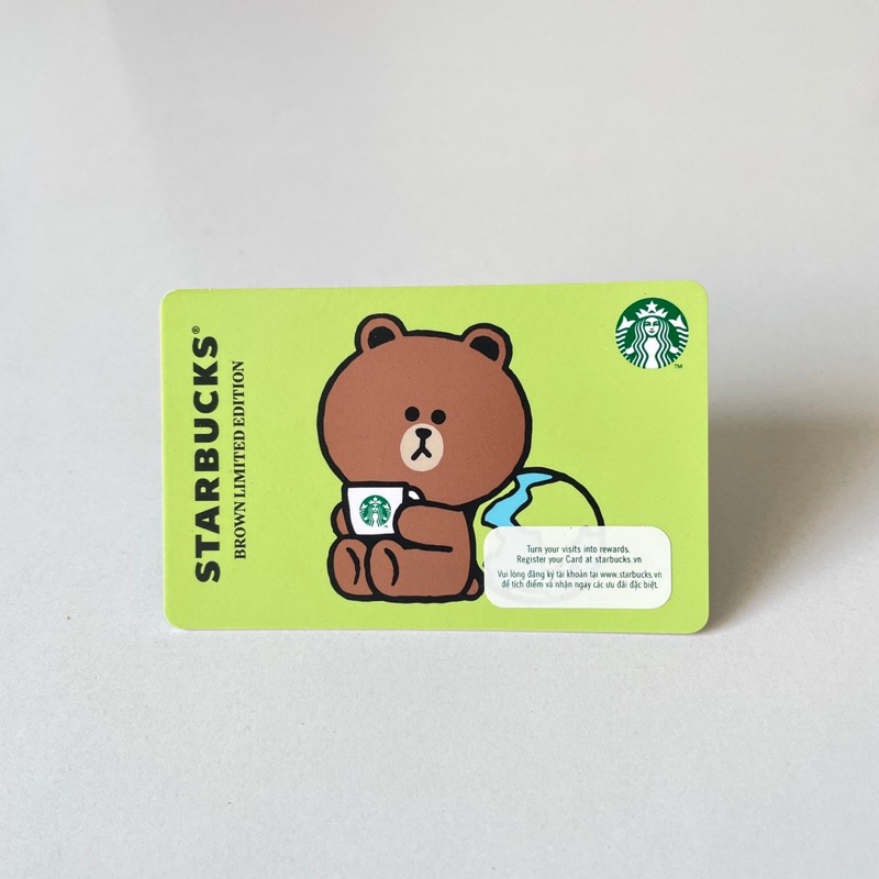 0504 THẺ STARBUCKS GIẤY VN LINE FRIENDS and EARTH GẤU (thẻ đã sử dụng, dùng để sưu tầm)