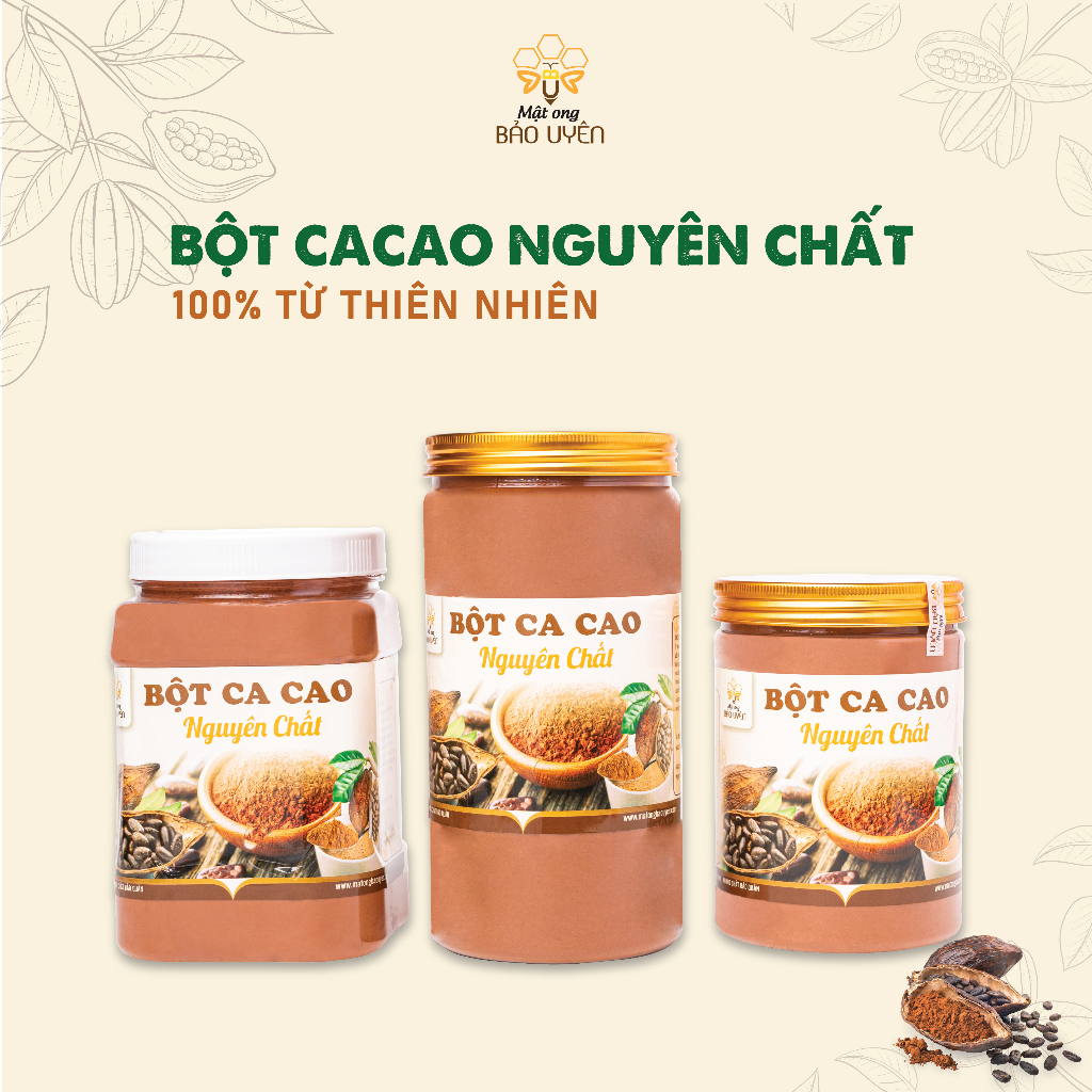 Bột Ca Cao Nguyên Chất Đắk LắK Bảo Uyên Cung Cấp Năng Lượng Cho Ngày Dài Hộp Tròn Nắp Nhựa 500g