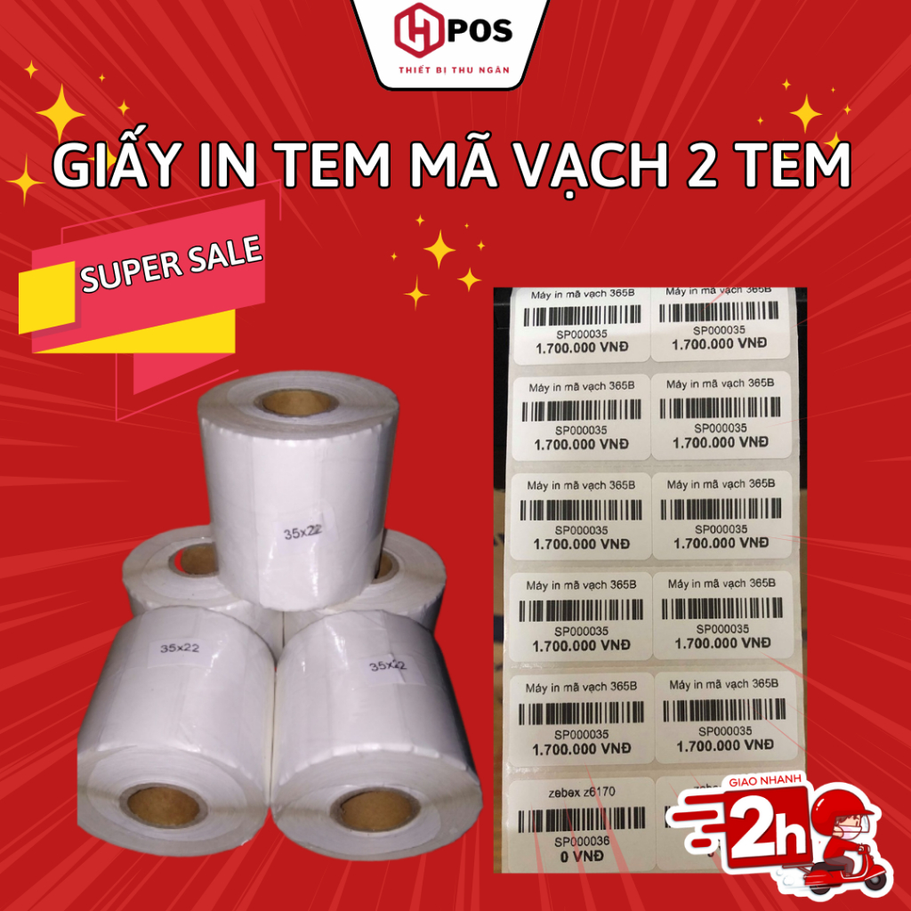 Giấy in tem, decal mã vạch 72x22 mm