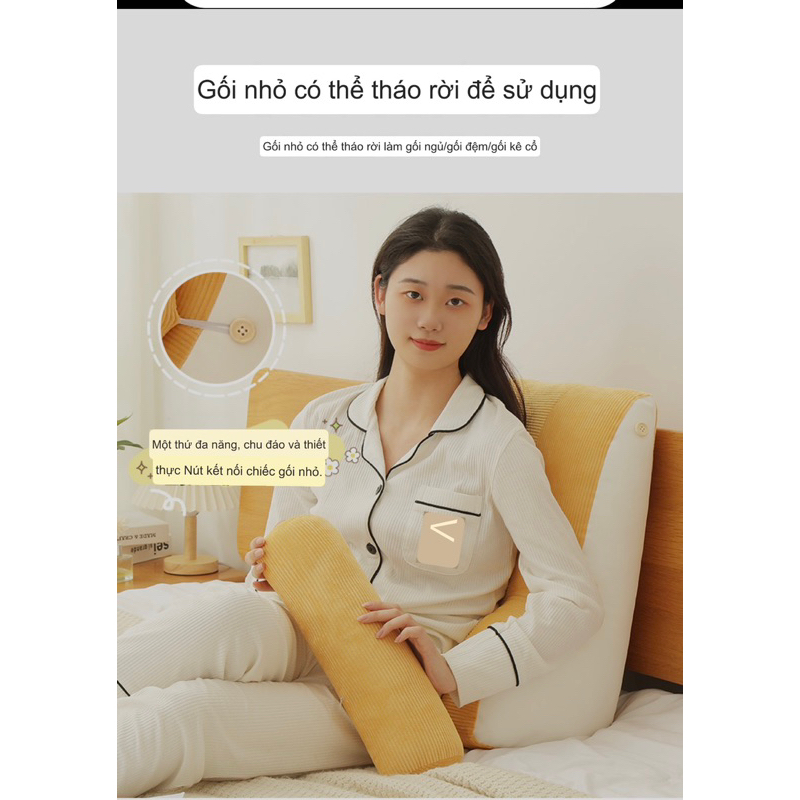 Gối tựa lưng đầu giường dựa ghế ngồi nâng đỡ vùng thắt lưng, gối cổ đệm gác chân