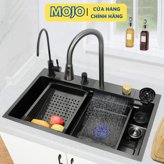 Chậu rửa bát 1 hố to kèm vòi dải nước thác nước cao cấp thông minh inox SUS304 chính hãng MOJO
