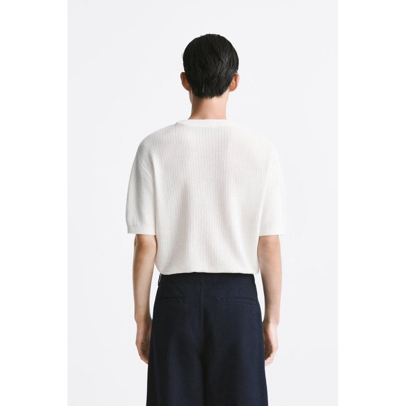 Áo phông dệt kim Zara authentic VERTICAL TEXTURED KNIT size M