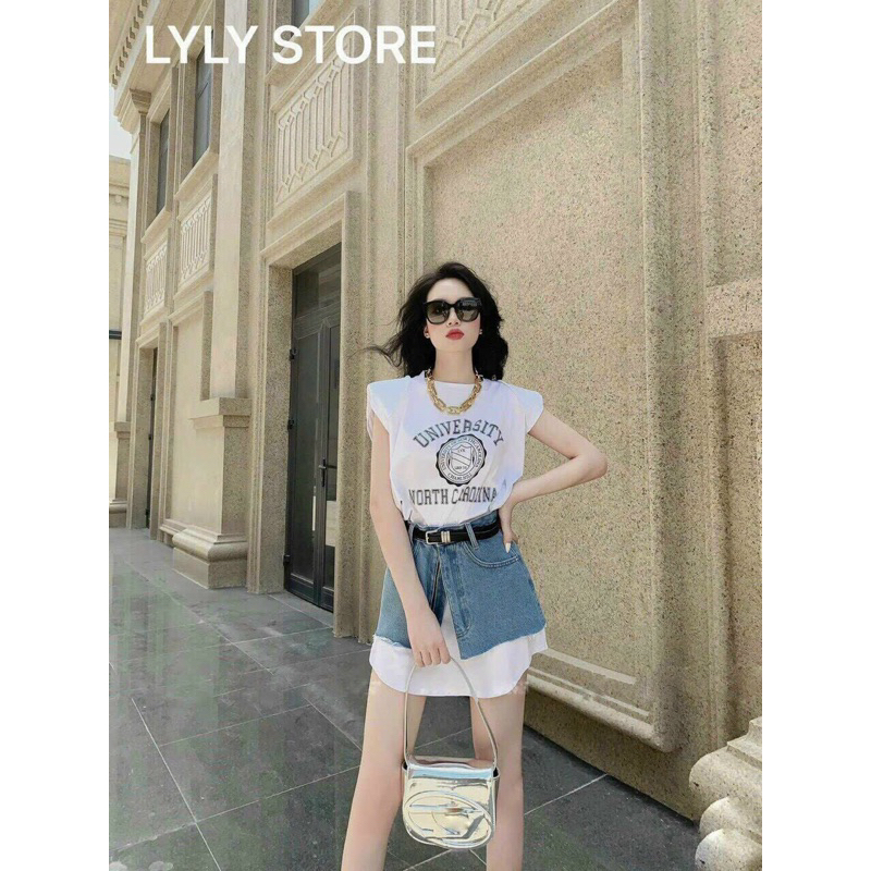 Sét áo váy bò phối chân váy phá cách kèm đai 2 màu