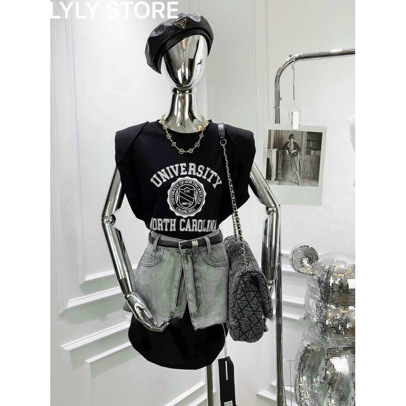 Sét áo váy bò phối chân váy phá cách kèm đai 2 màu