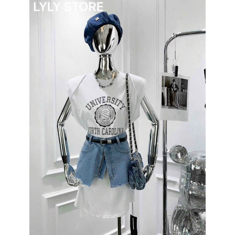 Sét áo váy bò phối chân váy phá cách kèm đai 2 màu