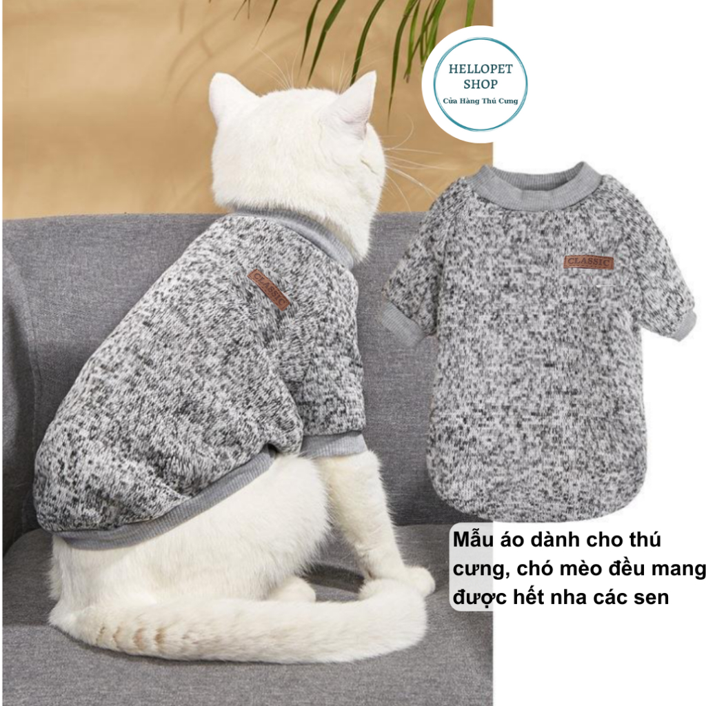 Áo cho chó mèo HELLOPET dạng ba lỗ, vải nỉ cao cấp classic màu trơn basic đủ size cho thú cưng từ 1-10kg  H53