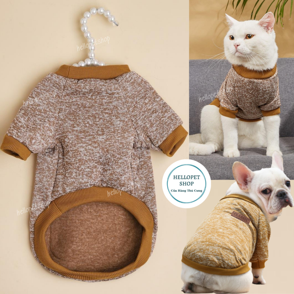 Áo cho chó mèo HELLOPET dạng ba lỗ, vải nỉ cao cấp classic màu trơn basic đủ size cho thú cưng từ 1-10kg  H53