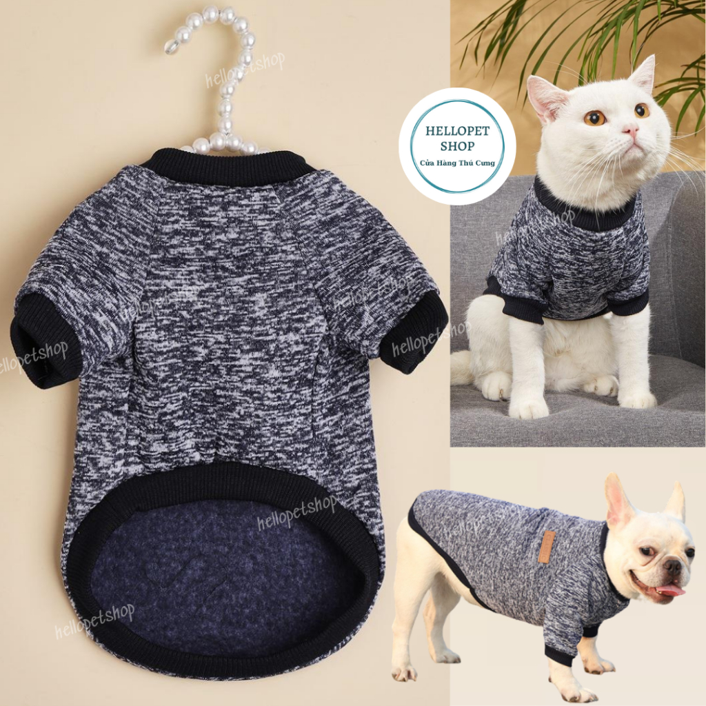 Áo cho chó mèo HELLOPET dạng ba lỗ, vải nỉ cao cấp classic màu trơn basic đủ size cho thú cưng từ 1-10kg  H53
