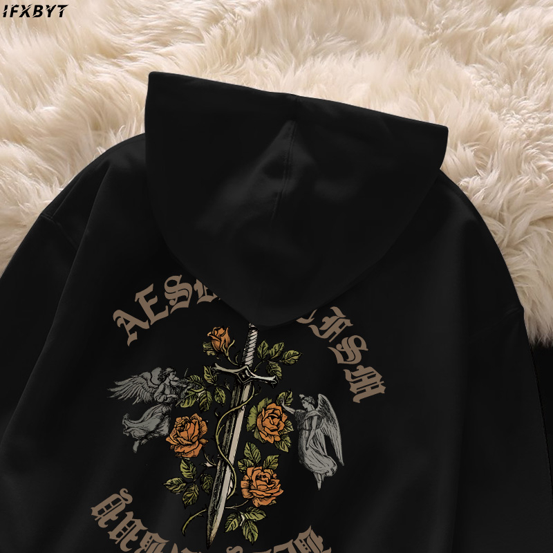 Áo Hoodie Cotton IFXBYT form rộng vintage thời trang in hình unisex 100% cotton-N0271