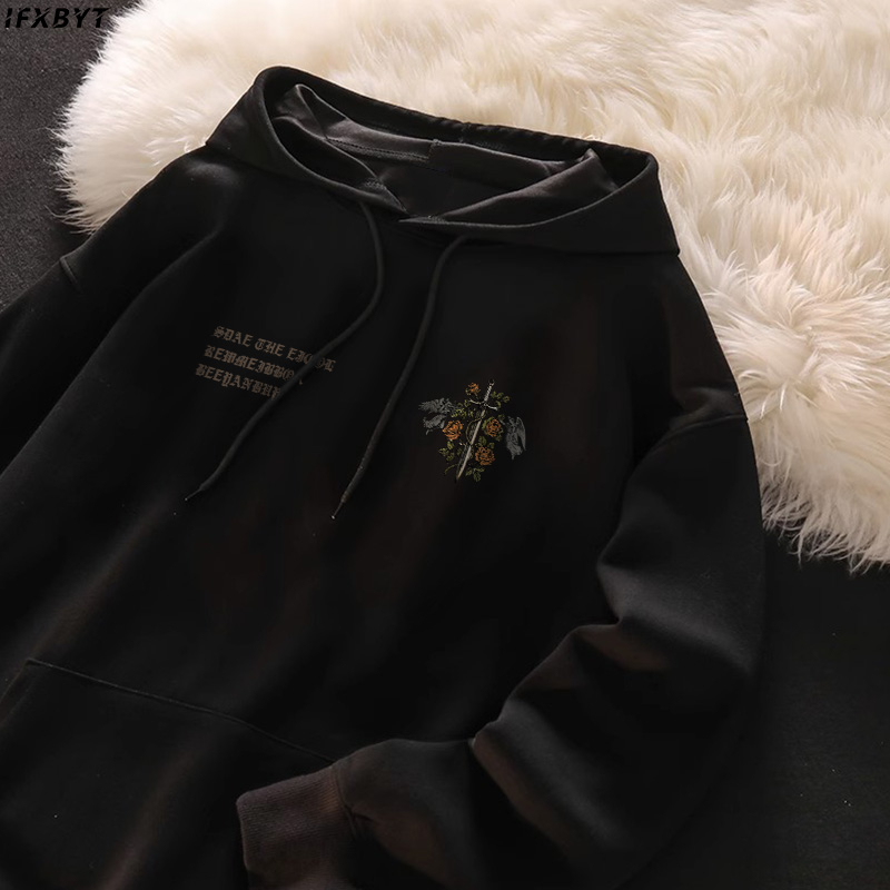 Áo Hoodie Cotton IFXBYT form rộng vintage thời trang in hình unisex 100% cotton-N0271