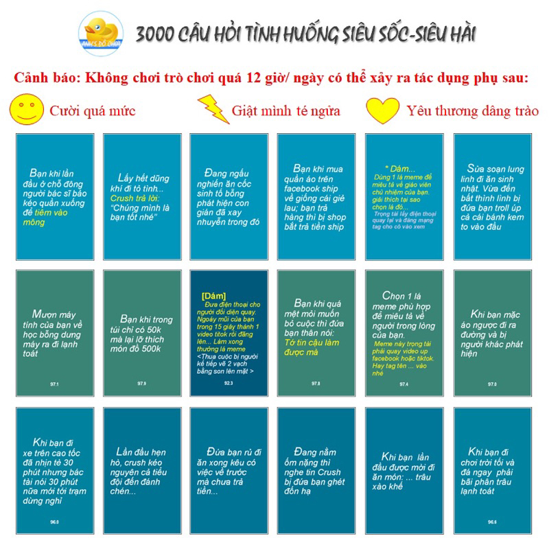 Bộ bài meme Mêm boardgame Choidee nhiều phiên bản hài hước chơi nhóm cùng bạn bè 150 lá