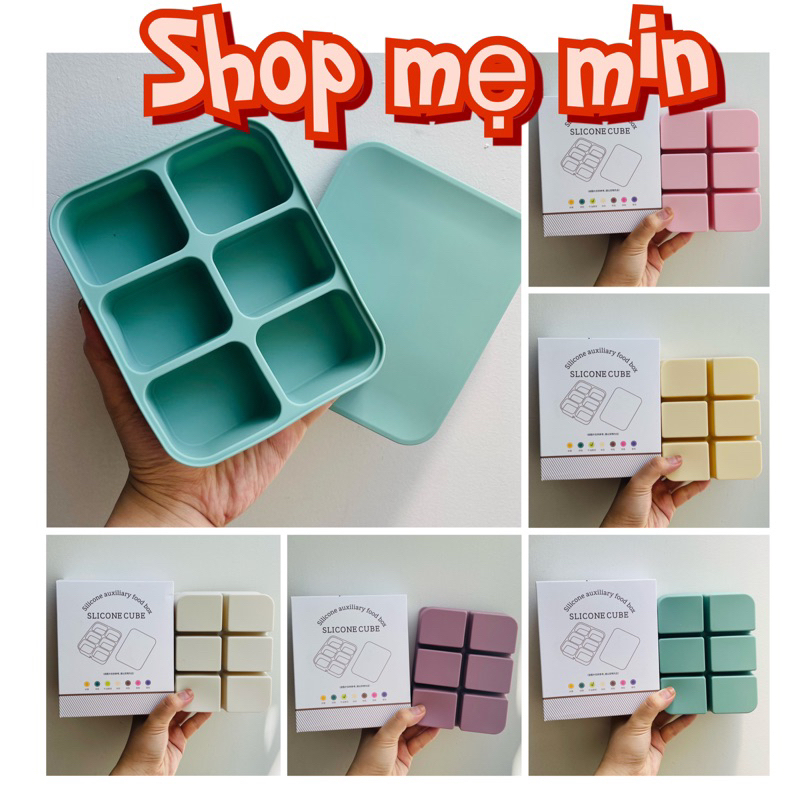 Khay trữ đông silicon cao cấp CUBE, Khay trữ đồ ăn dặm có nắp đậy tiện dụng