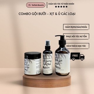 Combo Dầu Gội Bưởi Cô Đặc, Xịt Dưỡng Kích Mọc Tinh Chất Bưởi, Ủ Tóc Bưởi - Dollalala Mart