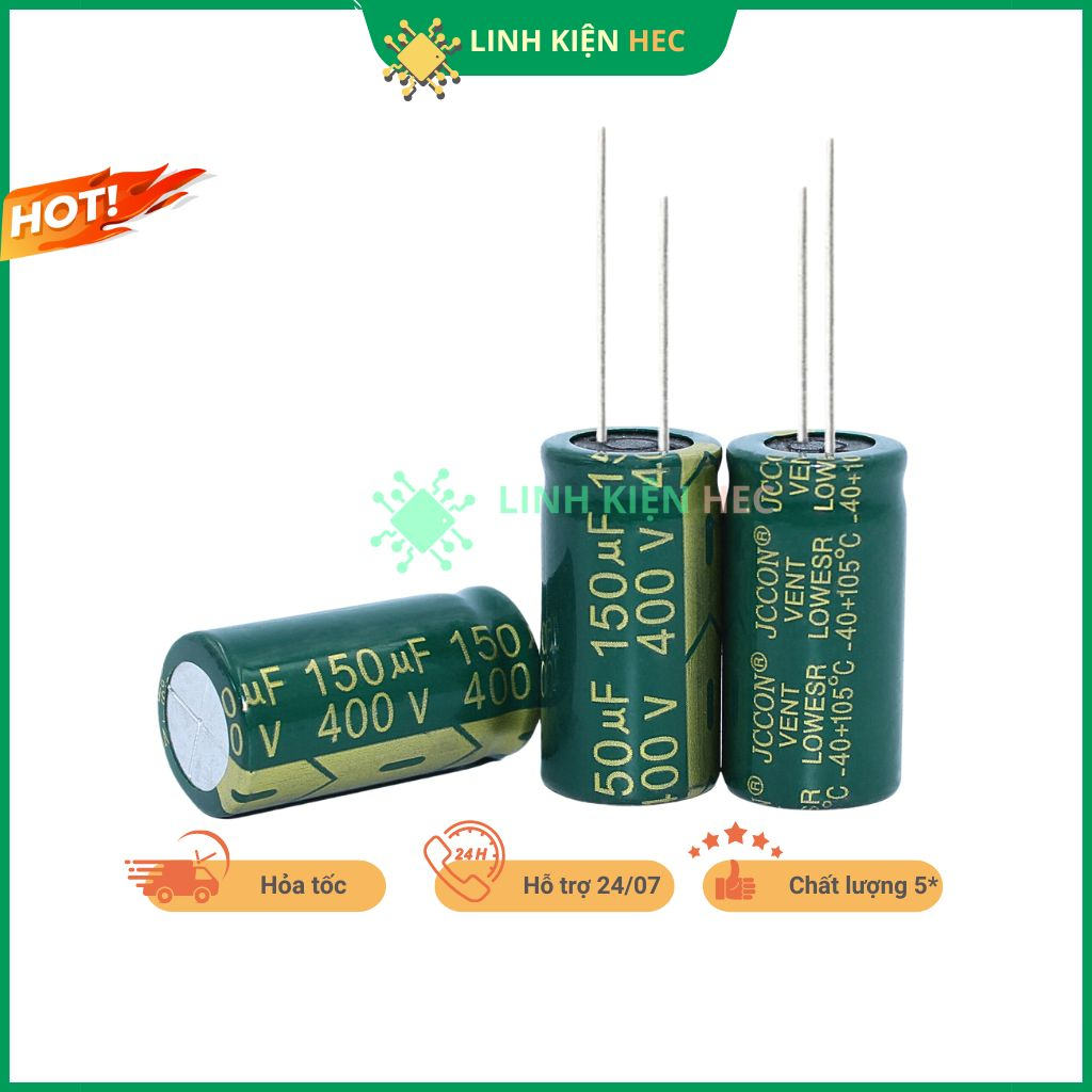 Tụ lọc nguồn 150UF 400V chính hãng JCON linh kiện hec