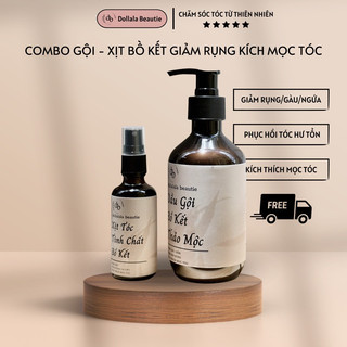 Combo Dầu Gội Thảo Dược Bồ Kết/Bưởi Và Xịt Dưỡng Tóc - Tinh Dầu Bồ Kết/Bưởi Dollala Beautie