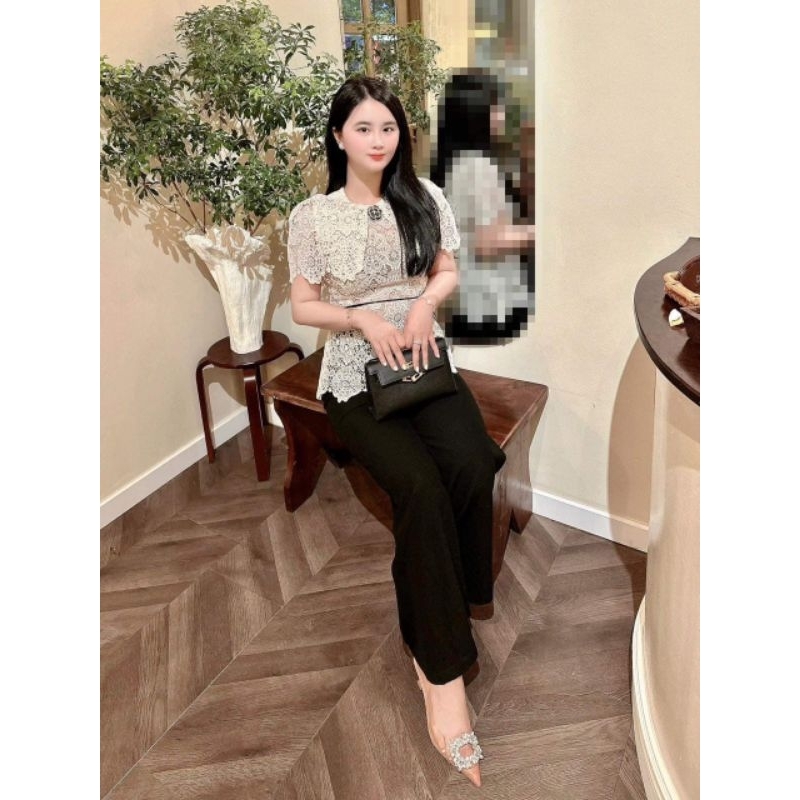 Set áo ren + quần suông kèm tag