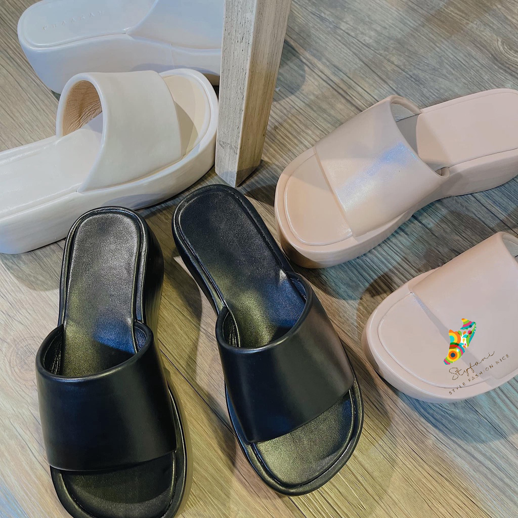 DÉP XUỒNG STYFANI SHOP - DÉP NỮ THỜI TRANG QUAI NGANG BẢN TO TRƠN ĐẾ CAO 7P