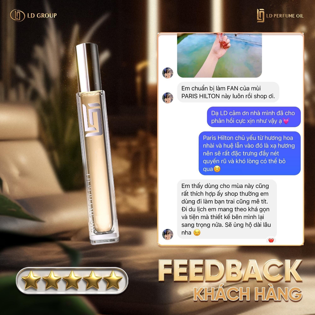 Tinh Dầu Nước Hoa Pháp LD PERFUME OIL 12ml Mùi Hương Sang Trọng Nữ Tính Tươi Mát Nhóm Hương Hoa Cỏ Trái Cây LD27