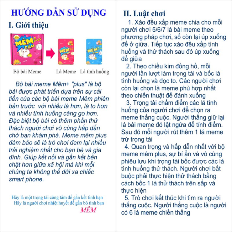 Bộ bài meme Mêm boardgame Choidee nhiều phiên bản hài hước chơi nhóm cùng bạn bè 150 lá