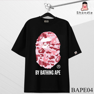 Áo thun bape khỉ hồng vải cotton cao cấp tay lỡ unisex from rộng - mẫu 04