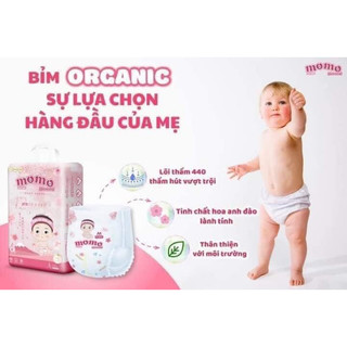 Bỉm tã dán/quần momo diamond organic s64/ m60/l54/xl50/xxl48/xxxl46 tinh chất hoa anh đào.