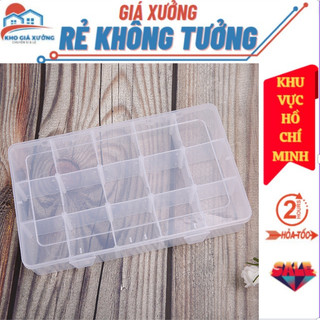  Hộp nhựa lớn 15 ô ngăn đựng linh kiện điện tử, phụ kiện, trang sức, ốc vít đa năng chất liệu trong suốt