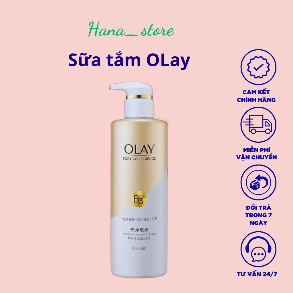 Sữa tắm Olây B3 +VitaminC 500ml dưỡng trắng,cấp ẩm cho da trắng sáng mịn màng