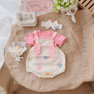  Bodysuit Cho Bé Chất Xô Muslin Hoạ Tiết Gấu Phối Phông Bozip Hồng Kèm Turban Nơ Siêu Xinh  Set 3 Chi Tiết  