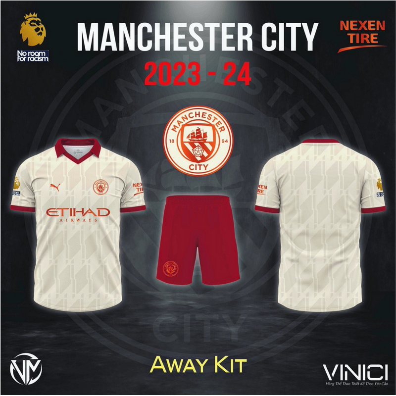 Bộ quần áo đá bóng, bóng đá MANCITY mùa giải mới áo mancheter 2023-24G