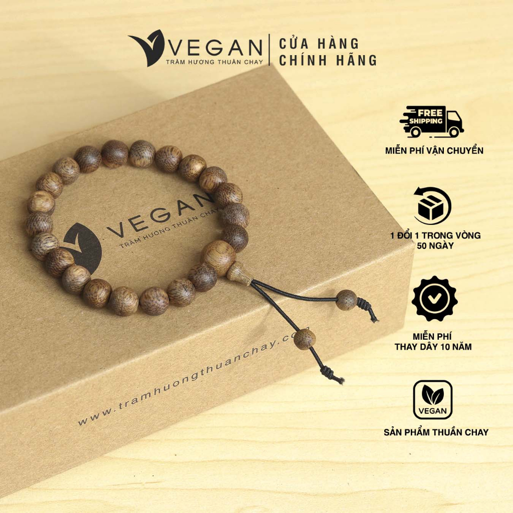 Vòng tay hồ lô VEGAN Trầm Hương Thuần Chay 8mm
