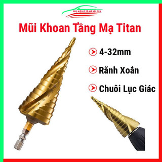 Mũi khoan tầng 4-32mm mạ titan rãnh xoắn chuôi lục giác