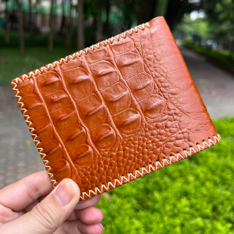 Ví nam da bò dập vân cá sấu thương hiệu Lex Shoes-VDV-CÁ SẤU
