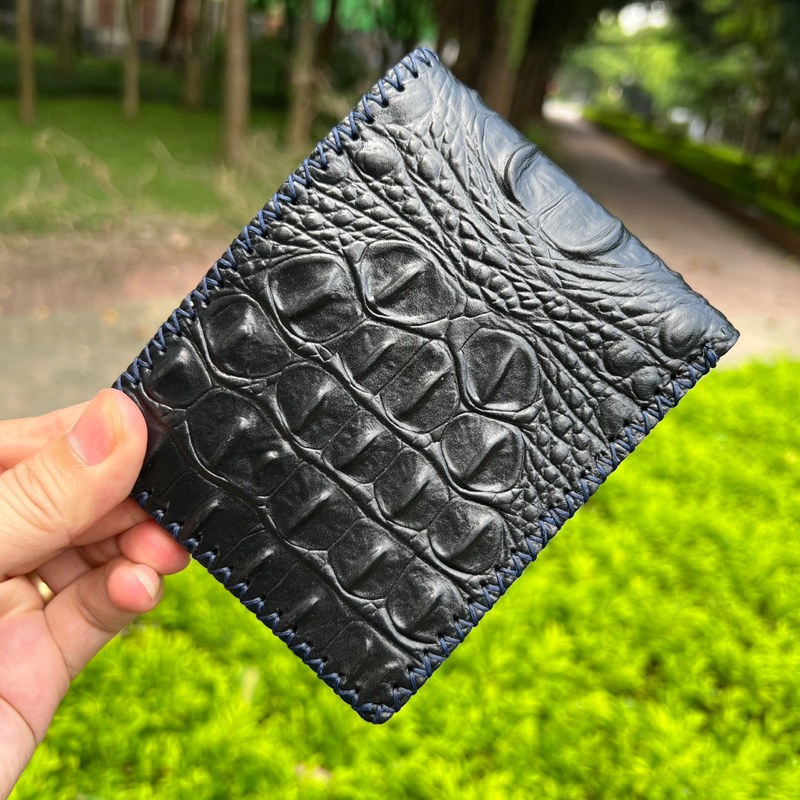 Ví nam da bò dập vân cá sấu thương hiệu Lex Shoes-VDV-CÁ SẤU