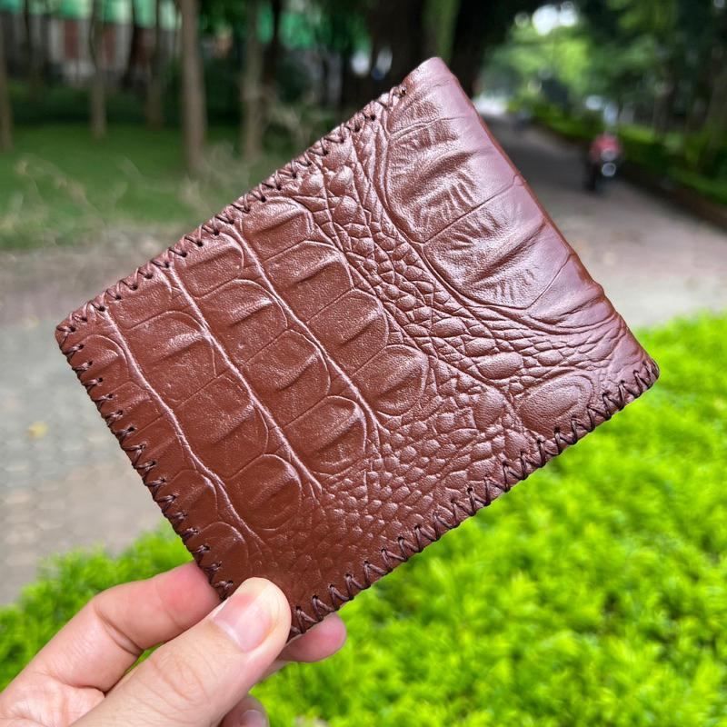 Ví nam da bò dập vân cá sấu thương hiệu Lex Shoes-VDV-CÁ SẤU