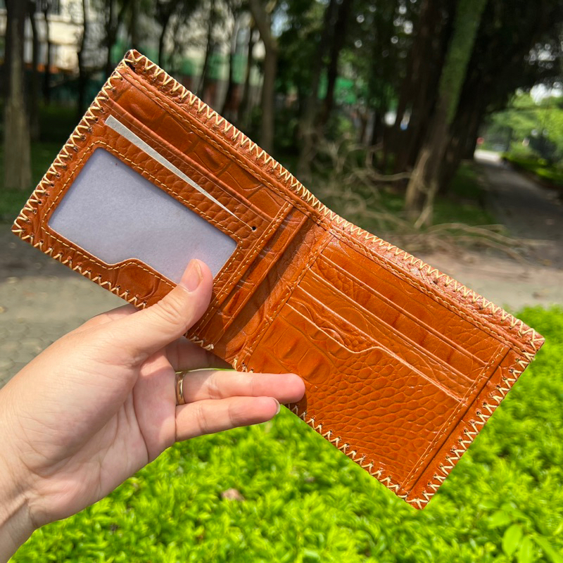 Ví nam da bò dập vân cá sấu thương hiệu Lex Shoes-VDV-CÁ SẤU